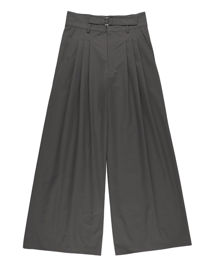 BELTED WIDE TUCK PANTS【DARK GRAY】