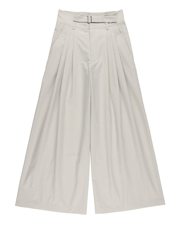 BELTED WIDE TUCK PANTS【WHITE】