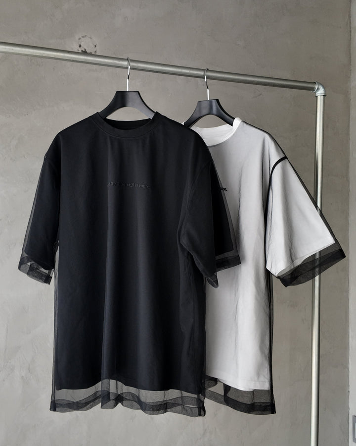 LAYERED MESH TEE【BLACK】