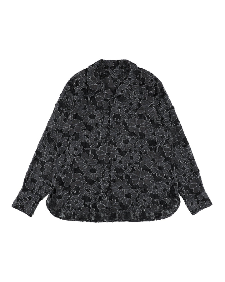 DAMAGE FLORAL LACE SHIRT【BLACK】