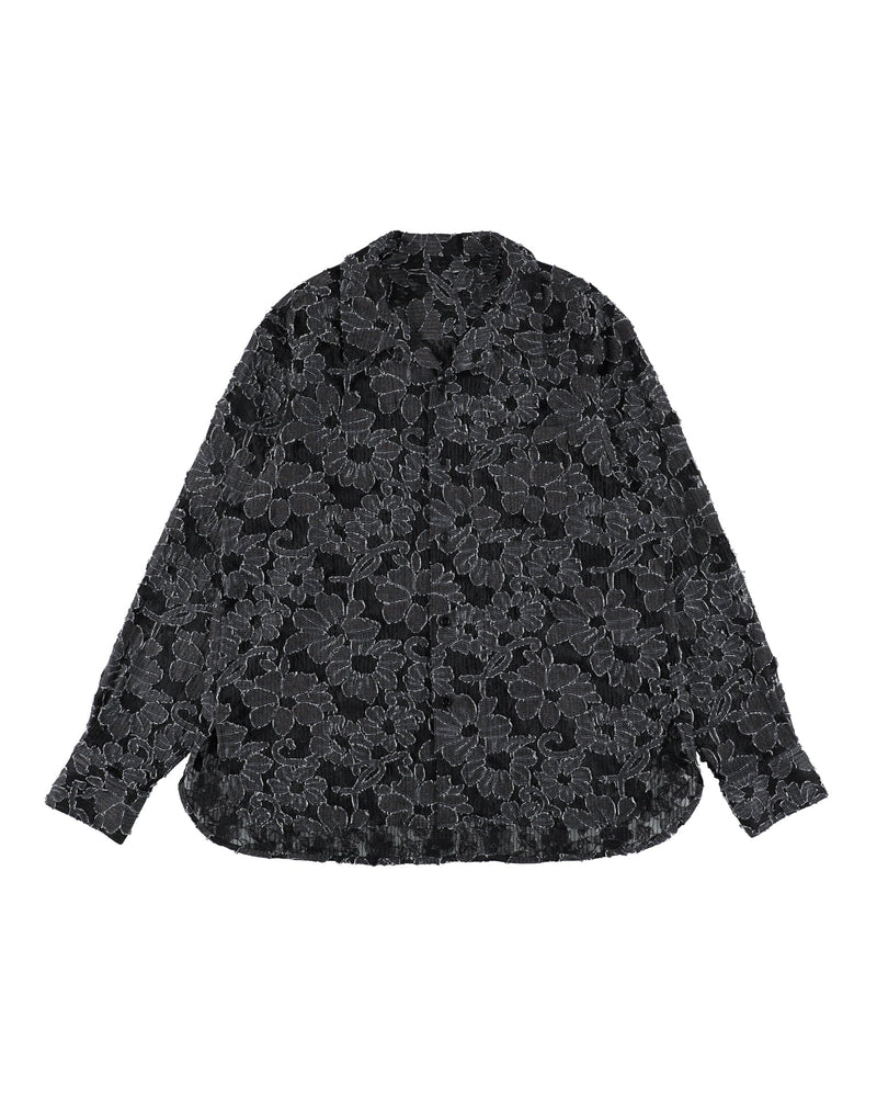 DAMAGE FLORAL LACE SHIRT【BLACK】