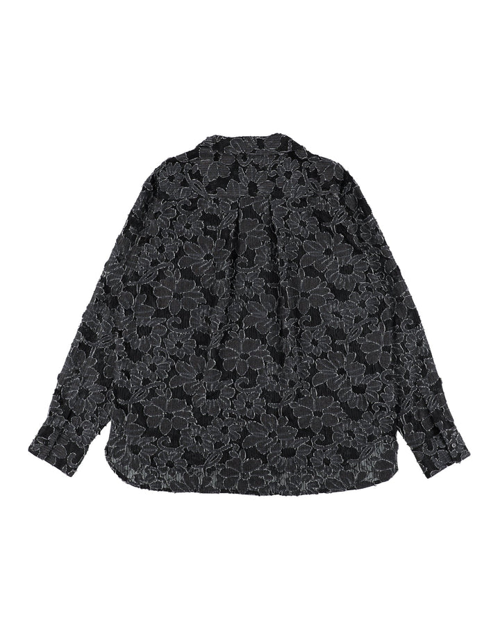 DAMAGE FLORAL LACE SHIRT【BLACK】