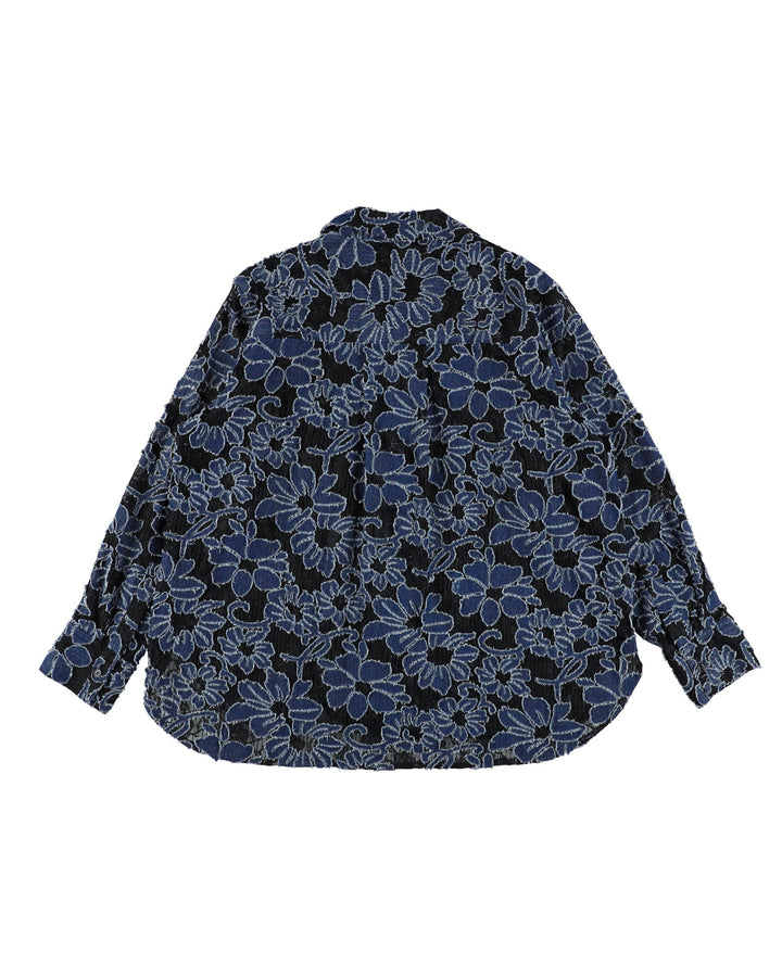 DAMAGE FLORAL LACE SHIRT【BLUE】