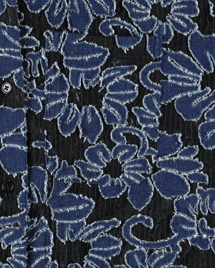 DAMAGE FLORAL LACE SHIRT【BLUE】