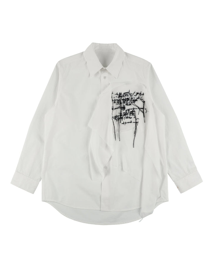 FRINGE EMBROIDERY SHIRT【WHITE】