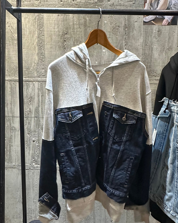＜UPCYCLED＞DENIM REBUILD HOODIE