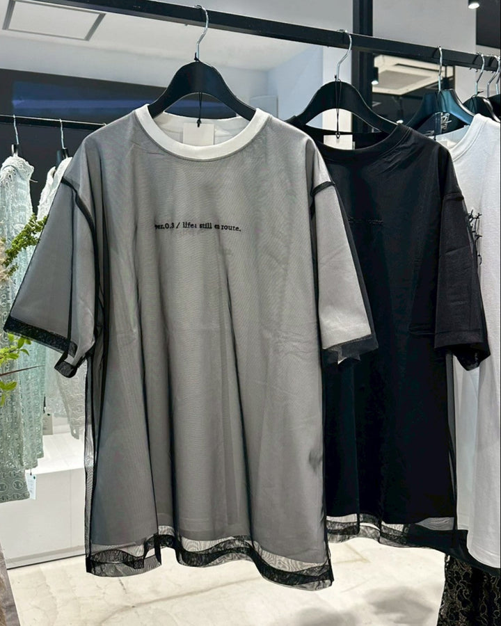 LAYERED MESH TEE【BLACK】