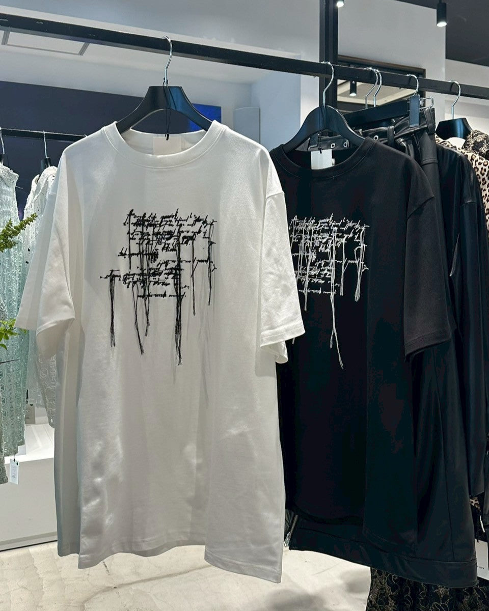 FRINGE MESSAGE TEE【BLACK】
