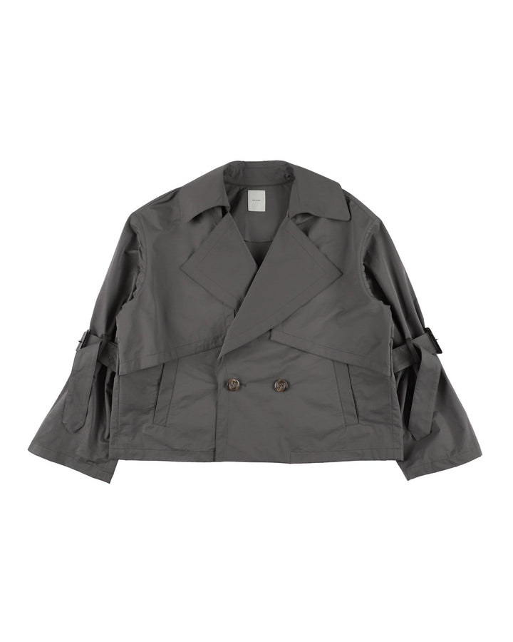 STRAP BELTED SHORT JACKET【DARK GRAY】