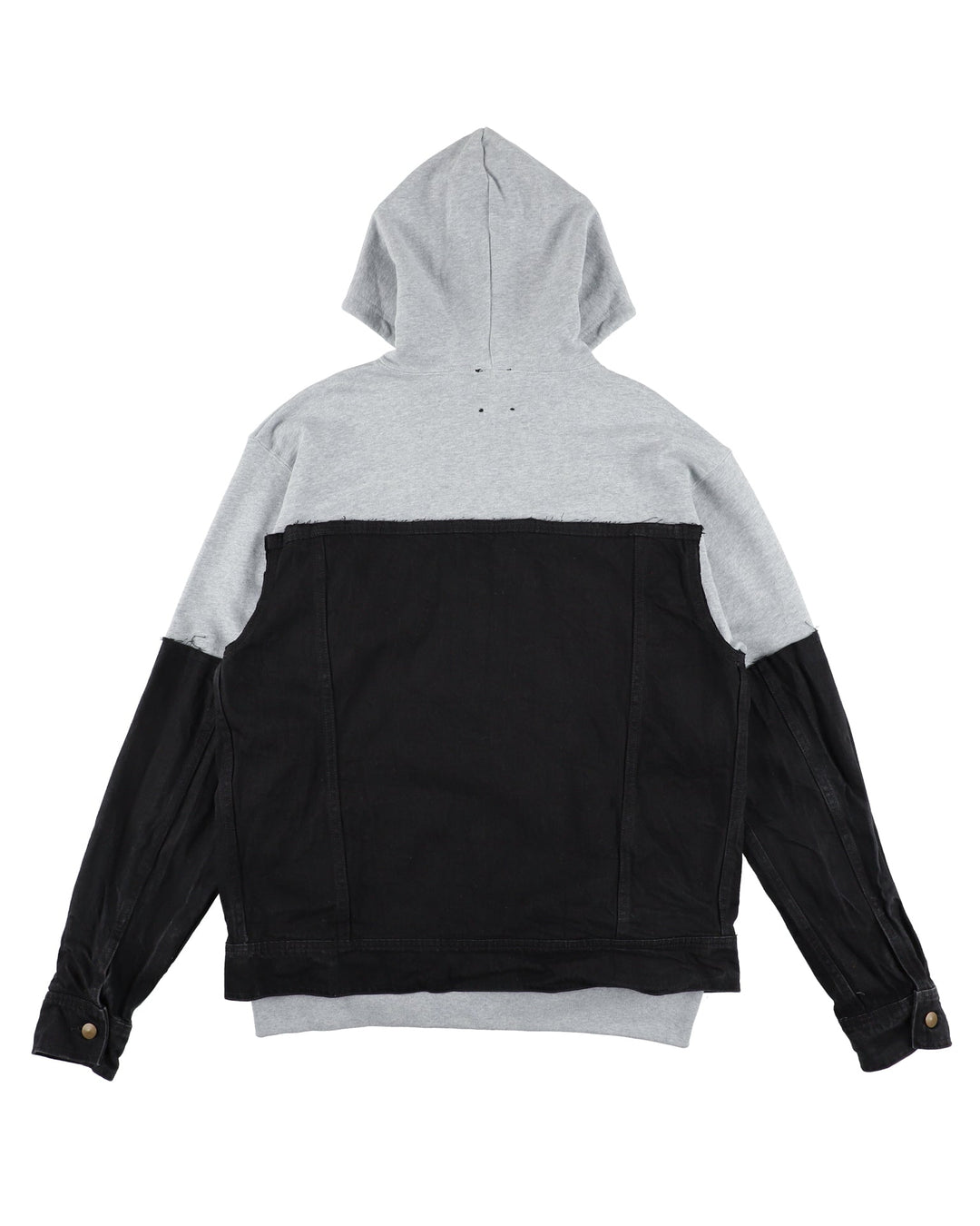 ＜UPCYCLED＞DENIM REBUILD HOODIE【GRAY】