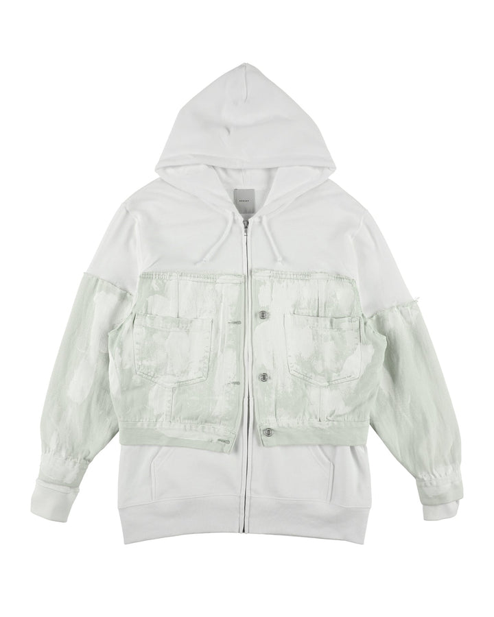 ＜UPCYCLED＞DENIM REBUILD HOODIE【WHITE】