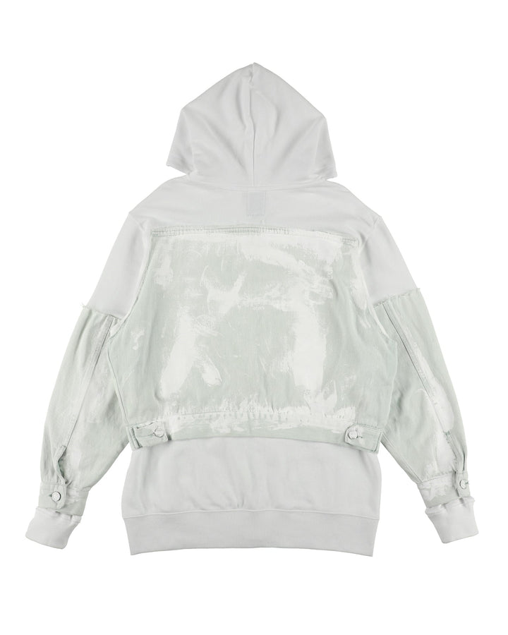＜UPCYCLED＞DENIM REBUILD HOODIE【WHITE】