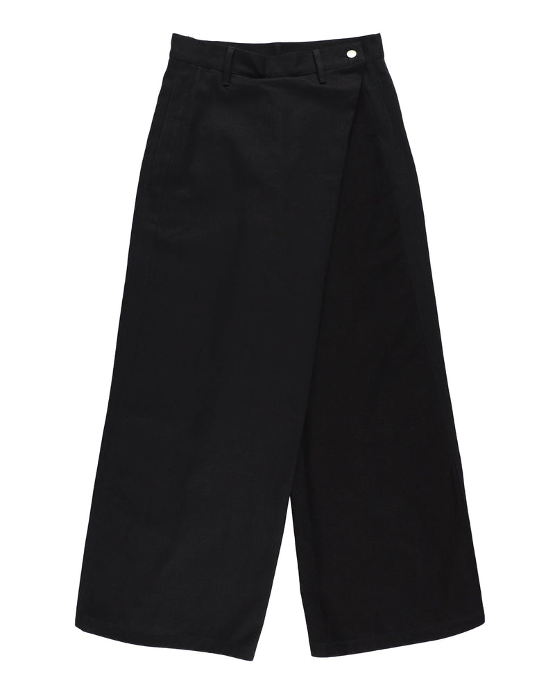 WRAP FRONT WIDE DENIM【BLACK】