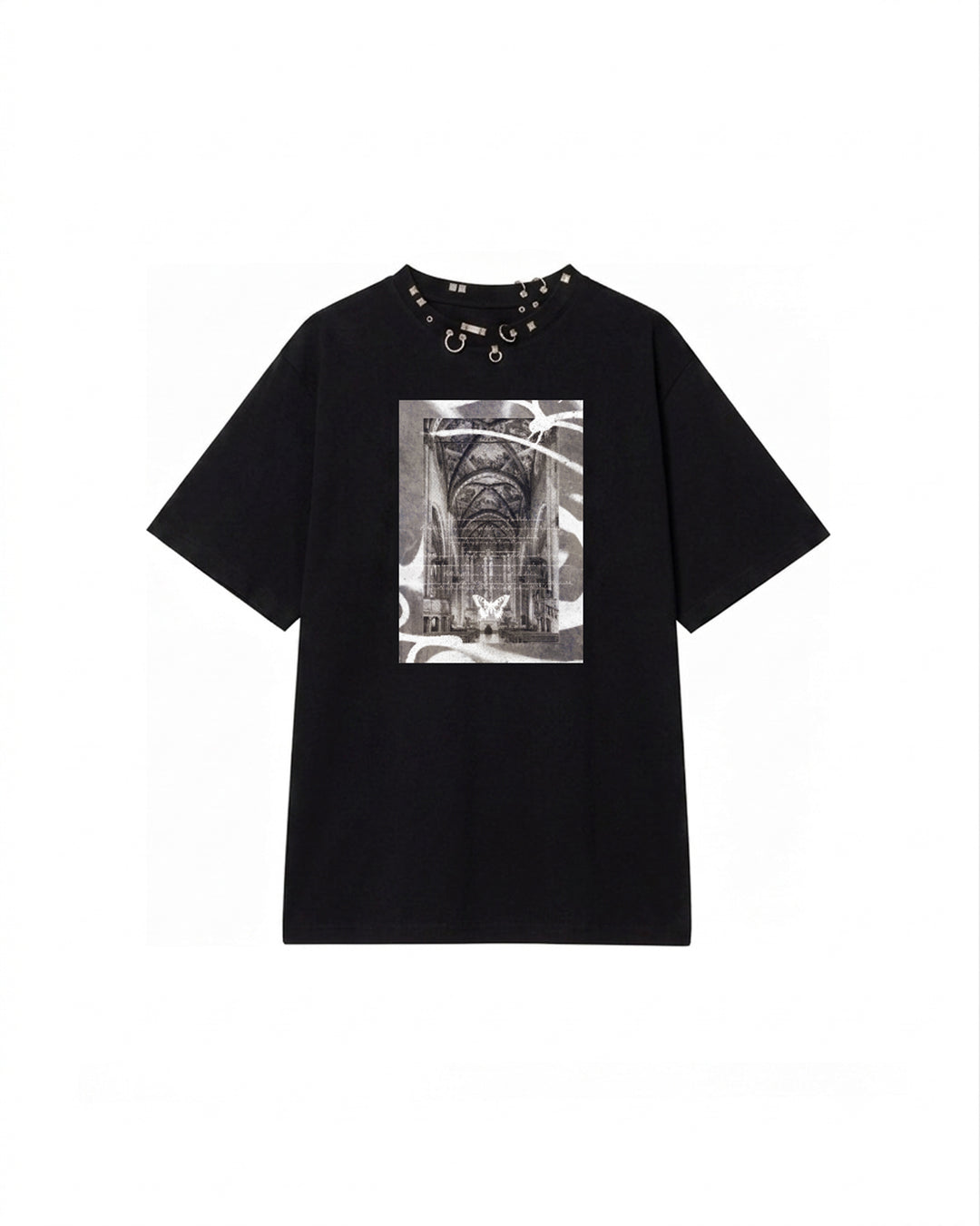 ACCESSORY NECK CEREMONY GRAPHIC TEE【BLACK】