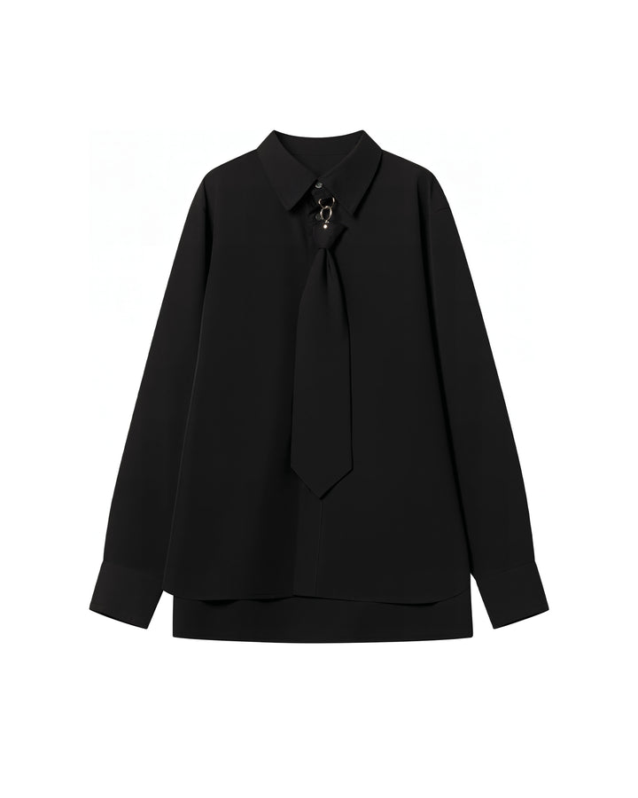 METAL RING TIE SHIRT [BLACK]