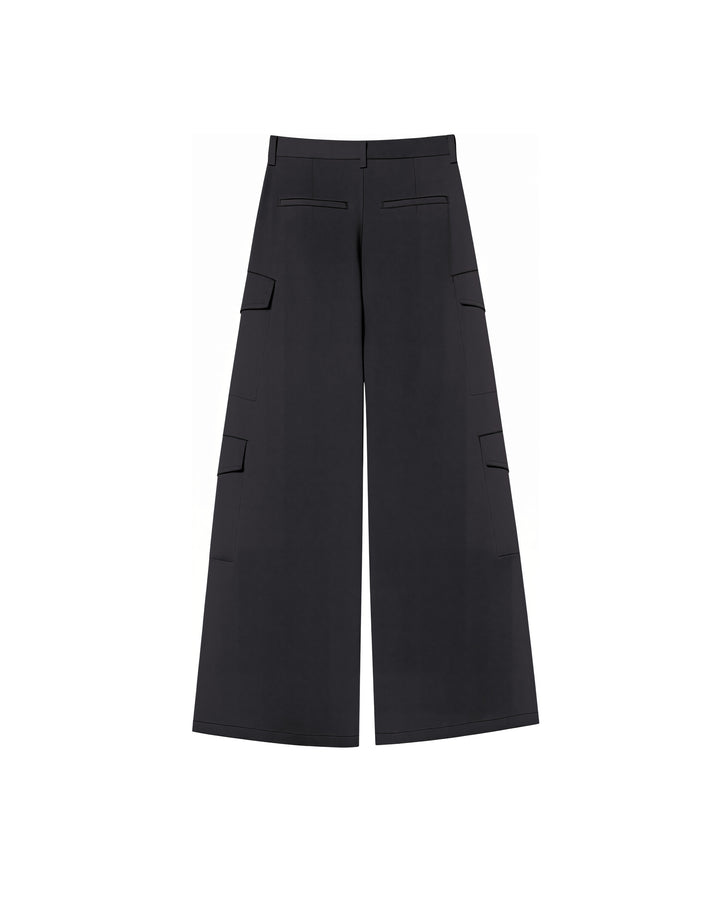 SATIN CARGO STRAP PANTS【BLACK】