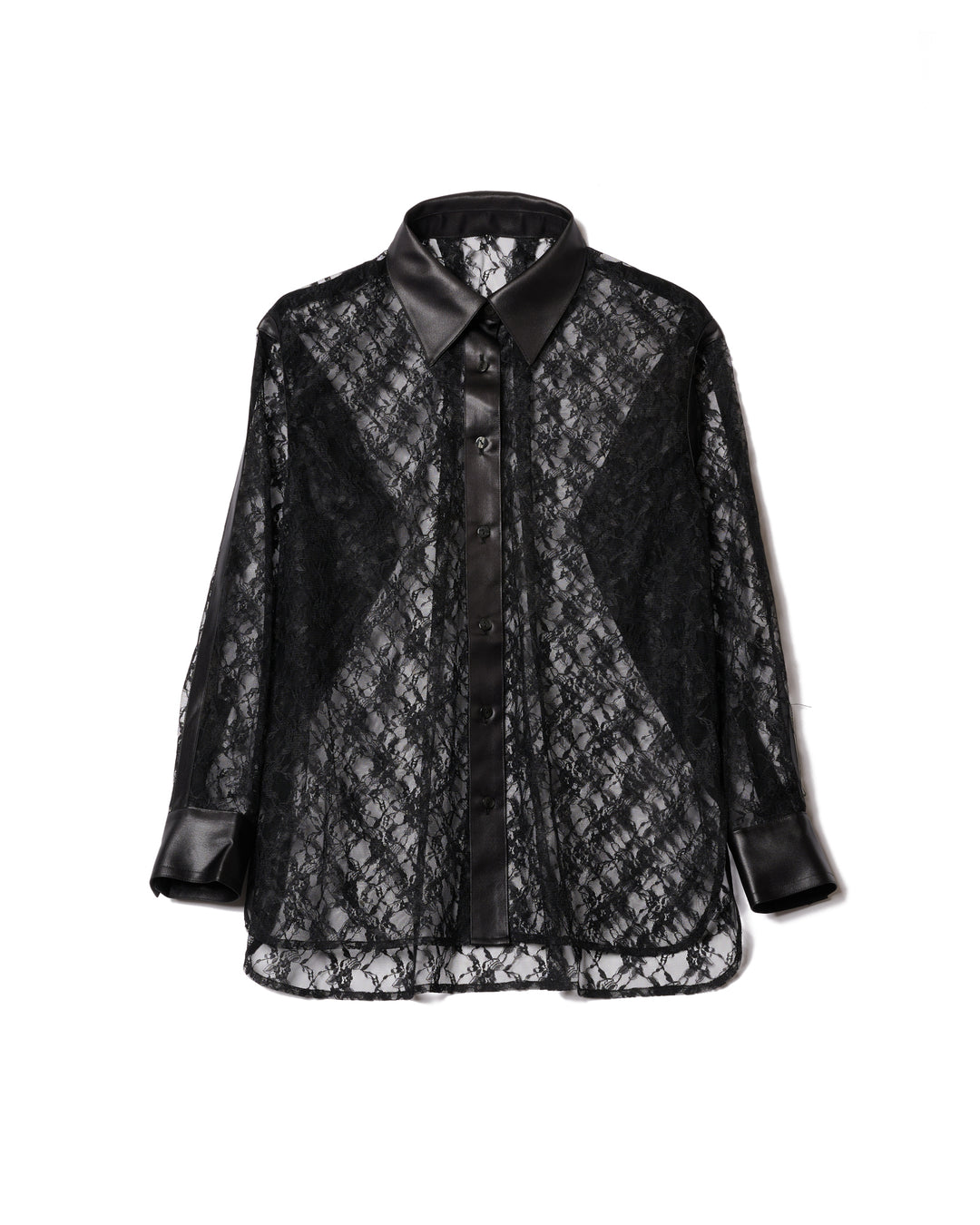 LEATHER PANELLED LACE SHIRT