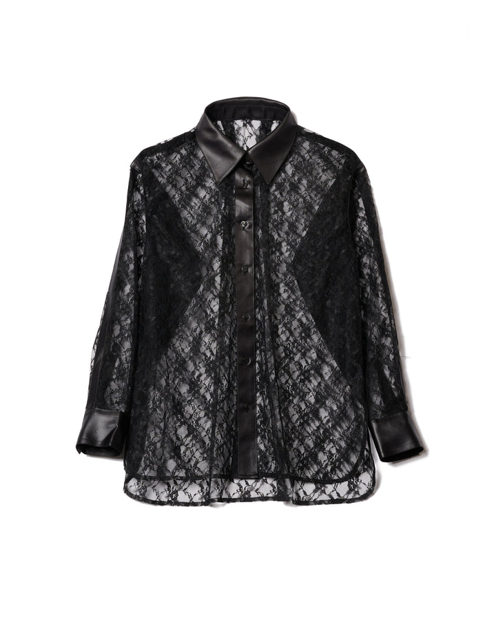 LEATHER PANELLED LACE SHIRT