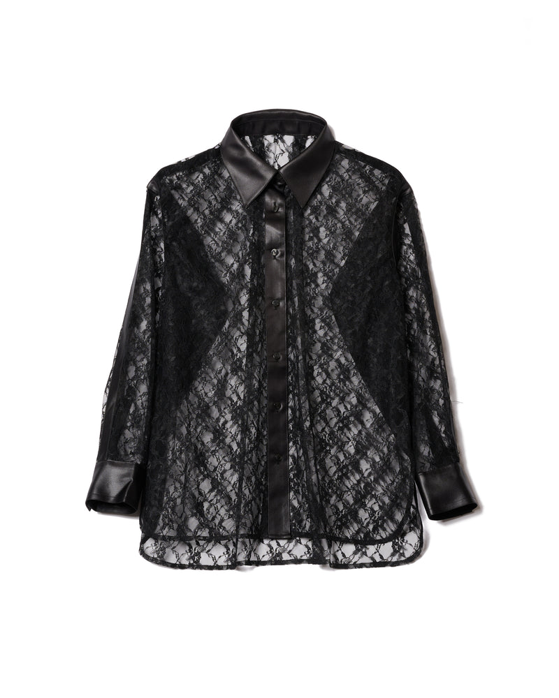 LEATHER PANELLED LACE SHIRT