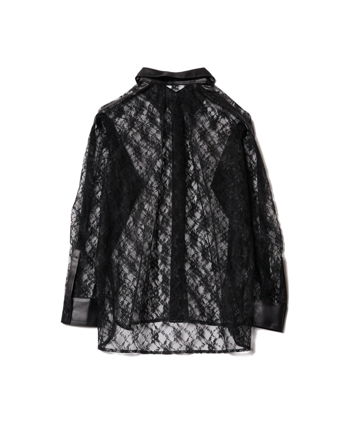 LEATHER PANELLED LACE SHIRT