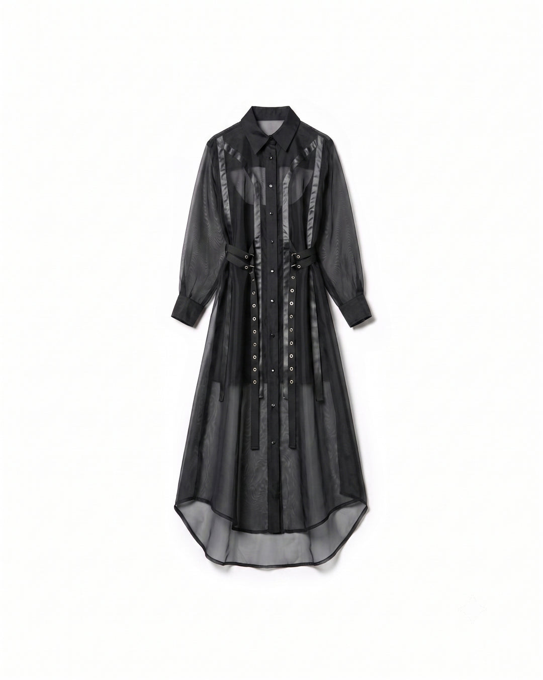 LEATHER LINE COMBI SHIRT DRESS