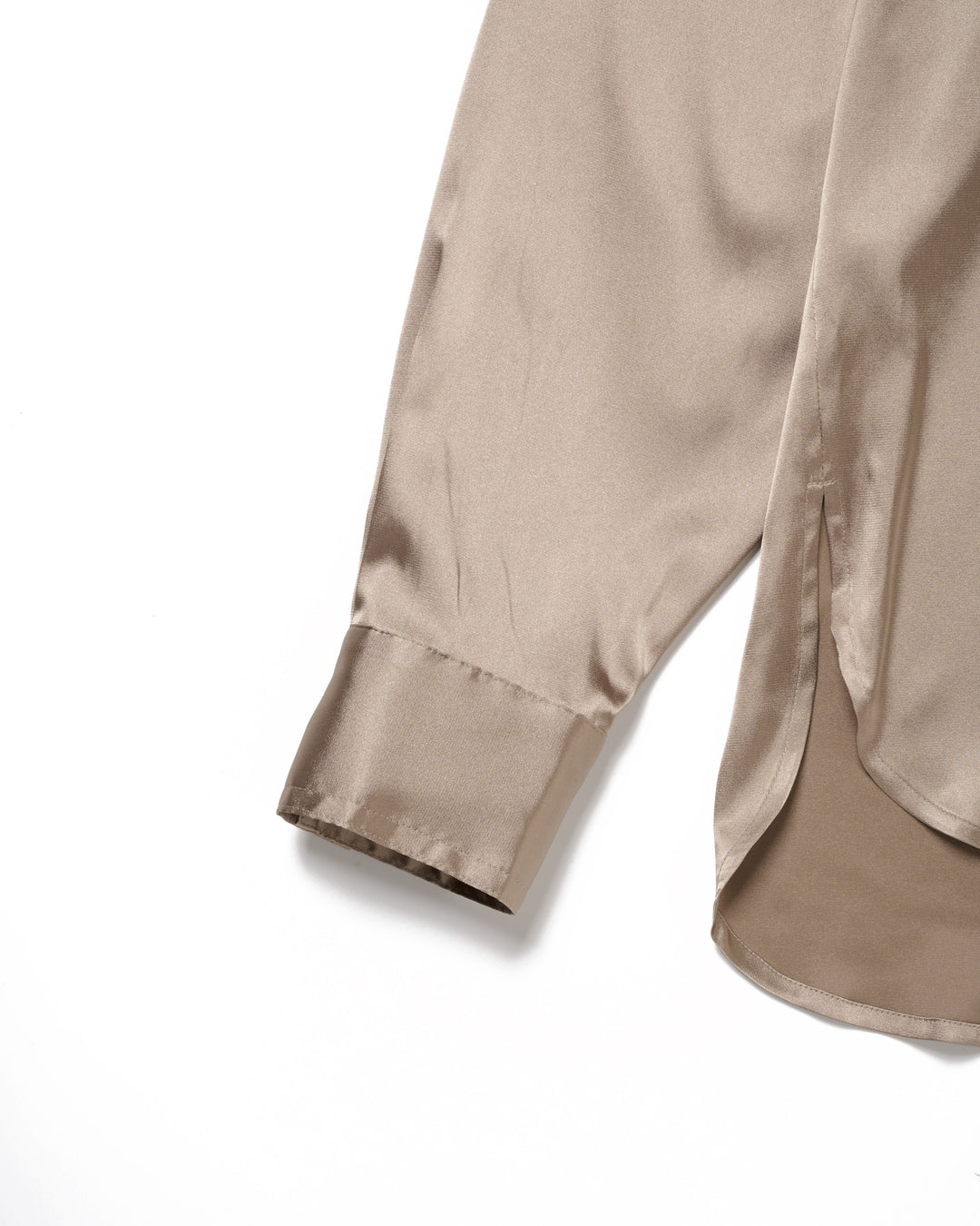 FRINGE COLLAR SATIN SHIRT【KHAKI】