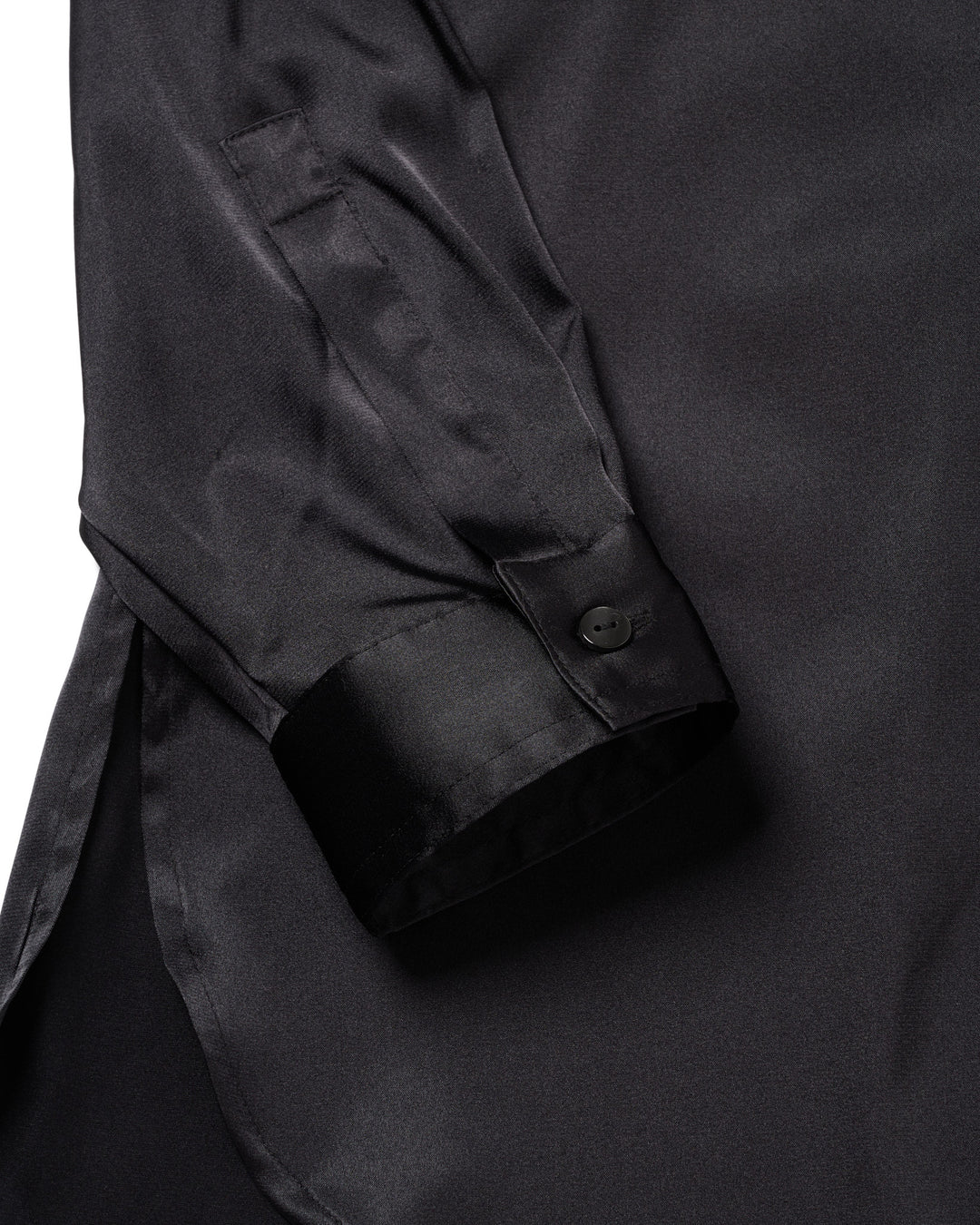 FRINGE COLLAR SATIN SHIRT【BLACK】