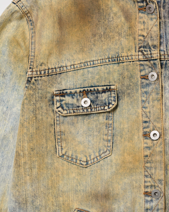 【1/1 PIECE】＜UPCYCLED＞HYPER BLEACH DENIM JACKET【BLUE】