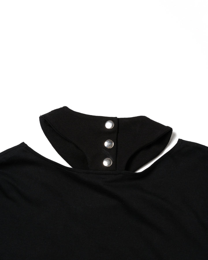 CHOKER NECK STUDS L/S TEE