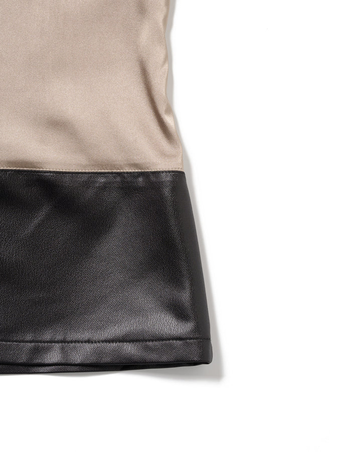 BACK BUTTON SATIN LEATHER TANK【KHAKI】