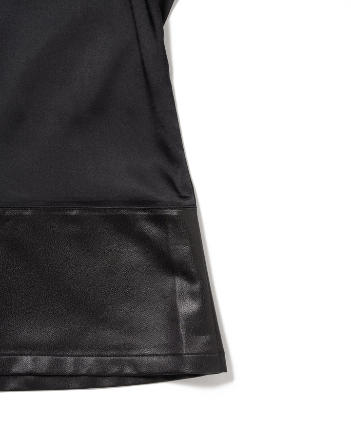 BACK BUTTON SATIN LEATHER TANK【BLACK】