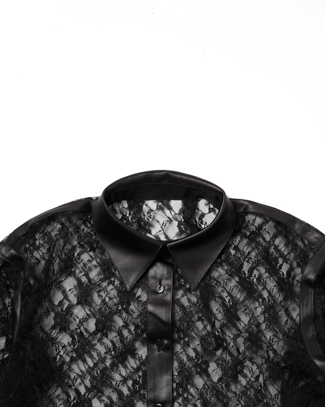 LEATHER PANELLED LACE SHIRT