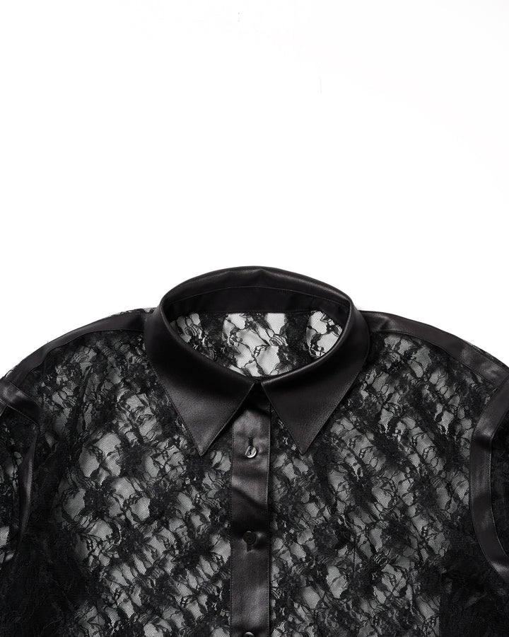 LEATHER PANELLED LACE SHIRT