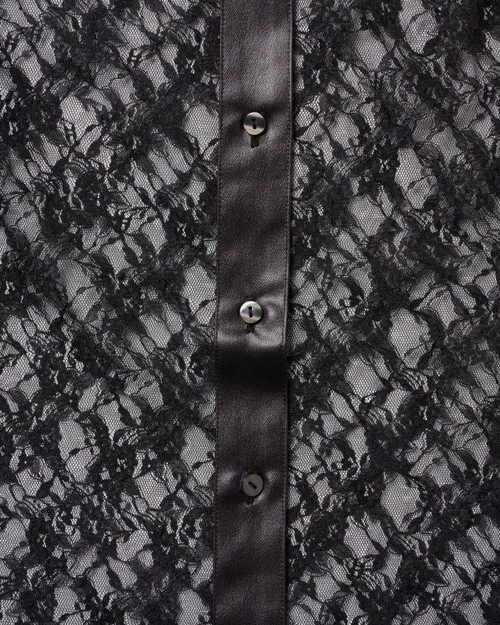 LEATHER PANELLED LACE SHIRT