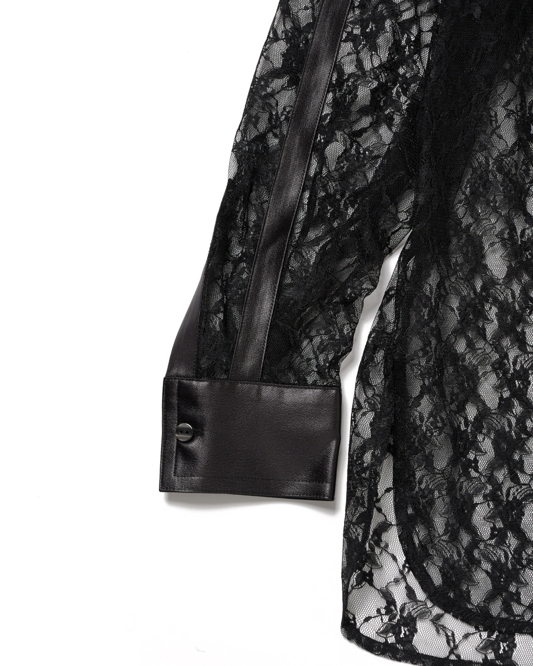 LEATHER PANELLED LACE SHIRT