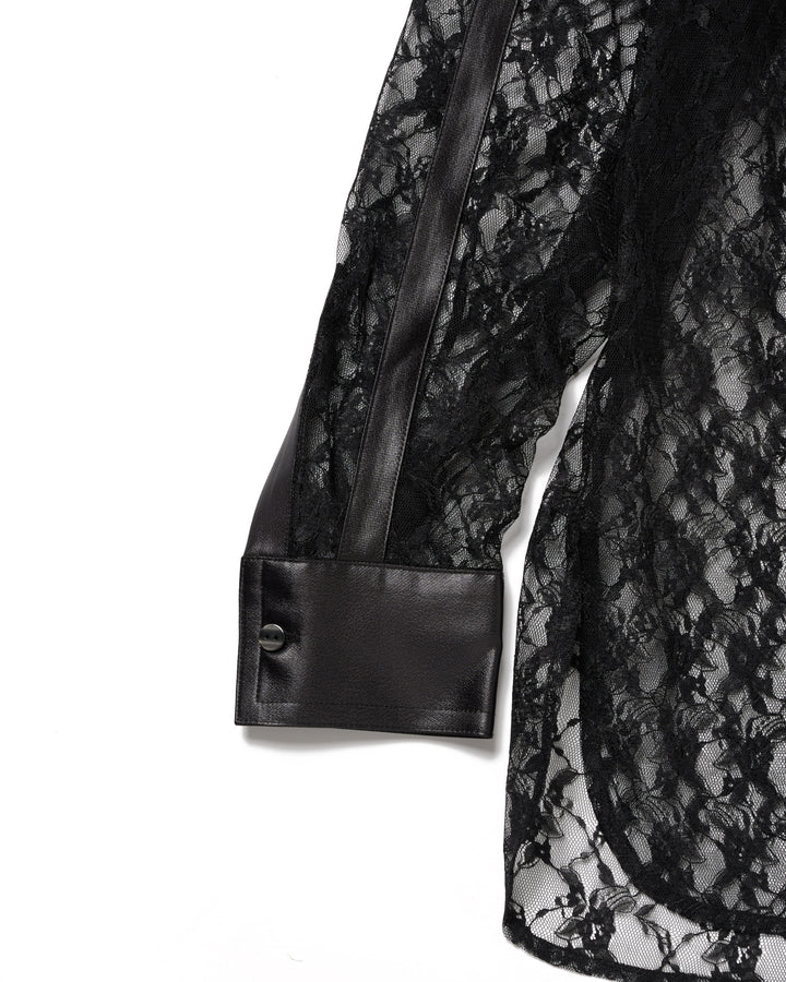 LEATHER PANELLED LACE SHIRT