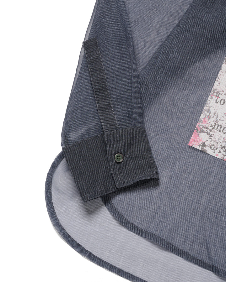 LAYERED GRAPHIC SHEER SHIRT【BLUE】