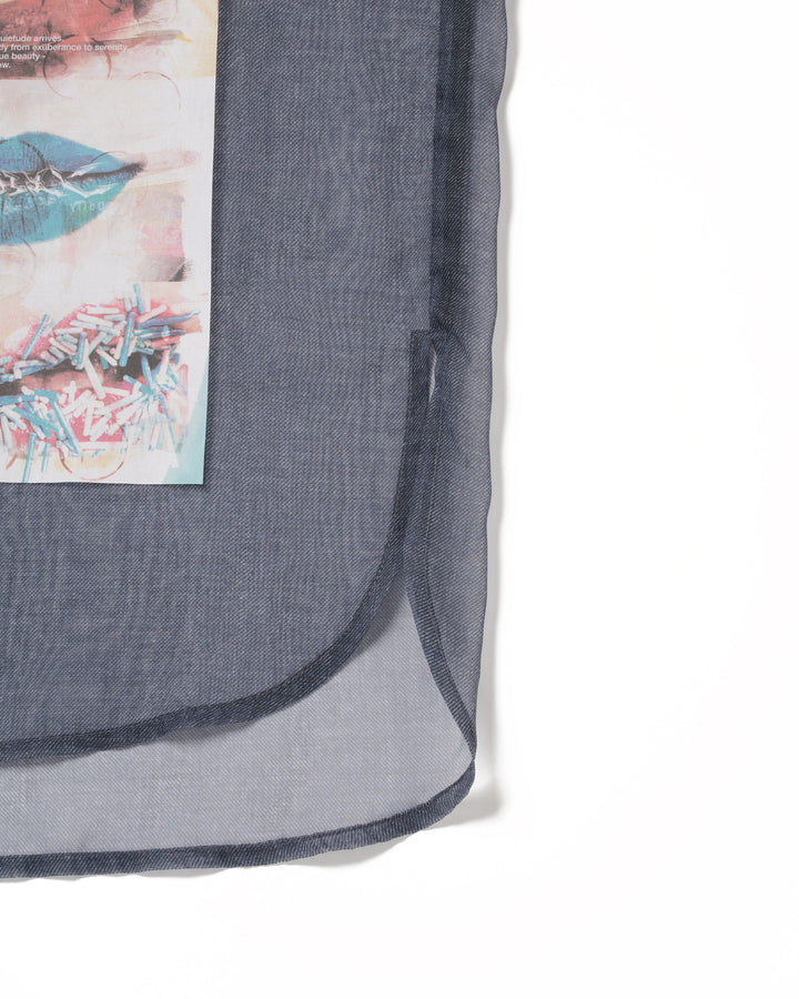 LAYERED GRAPHIC SHEER SHIRT【BLUE】