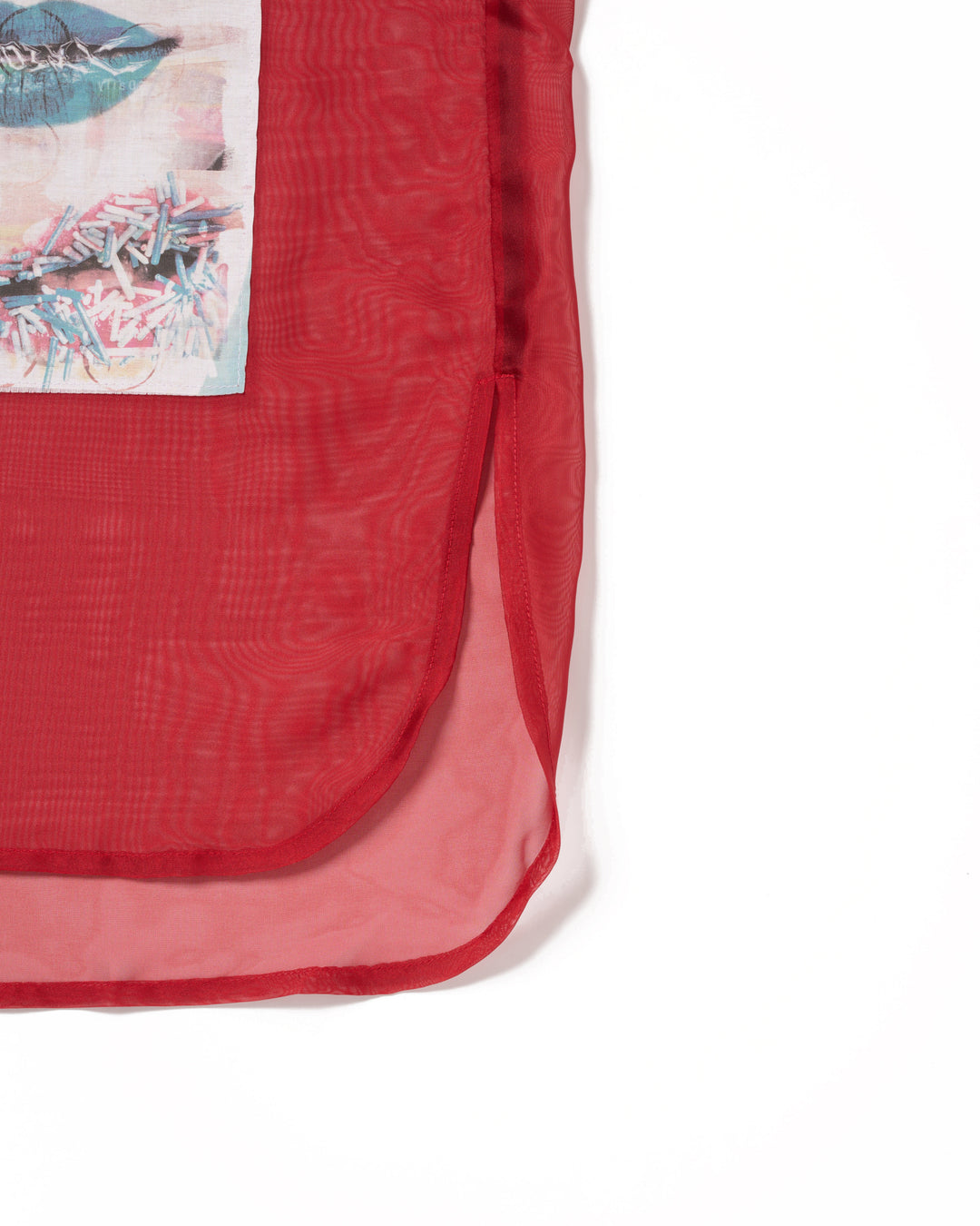 LAYERED GRAPHIC SHEER SHIRT [RED]