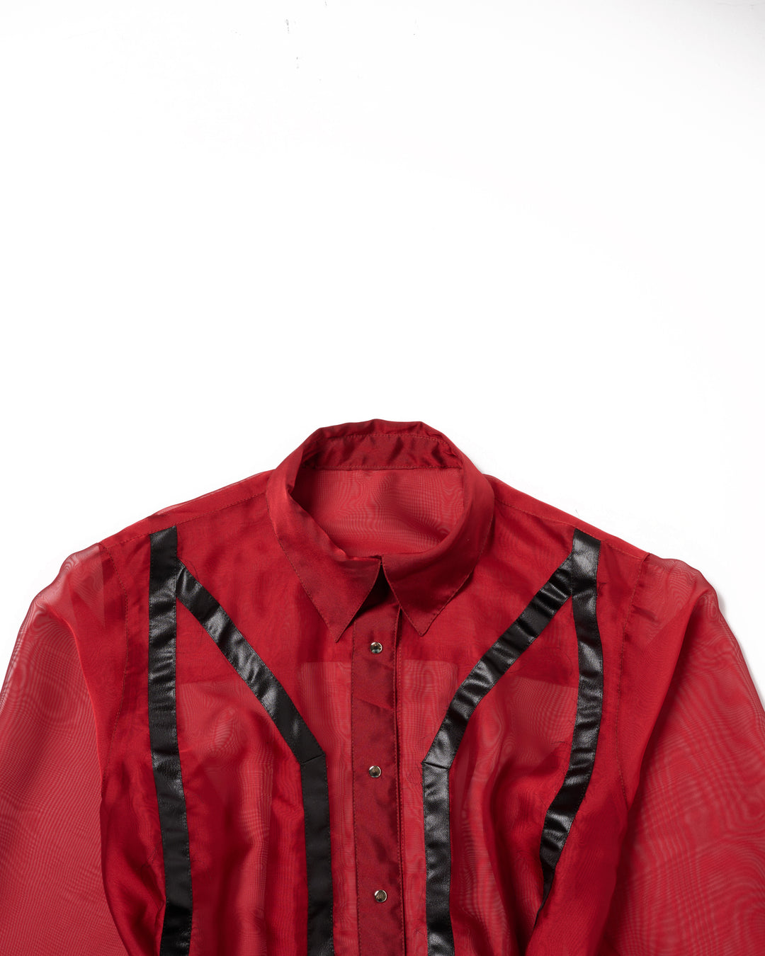 LEATHER LINE COMBI SHIRT DRESS【RED】