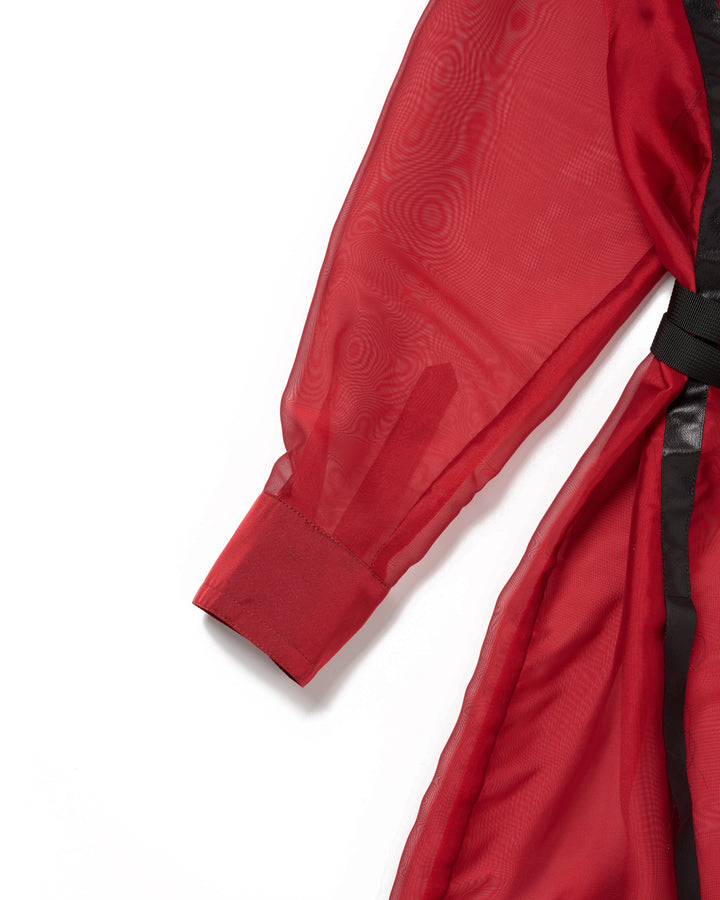 LEATHER LINE COMBI SHIRT DRESS【RED】