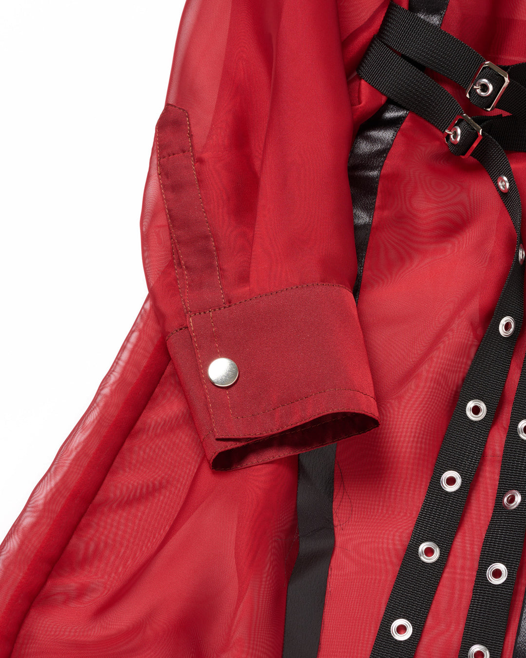 LEATHER LINE COMBI SHIRT DRESS【RED】