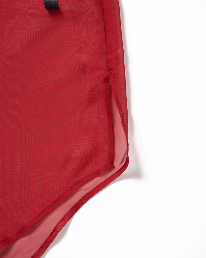 LEATHER LINE COMBI SHIRT DRESS【RED】