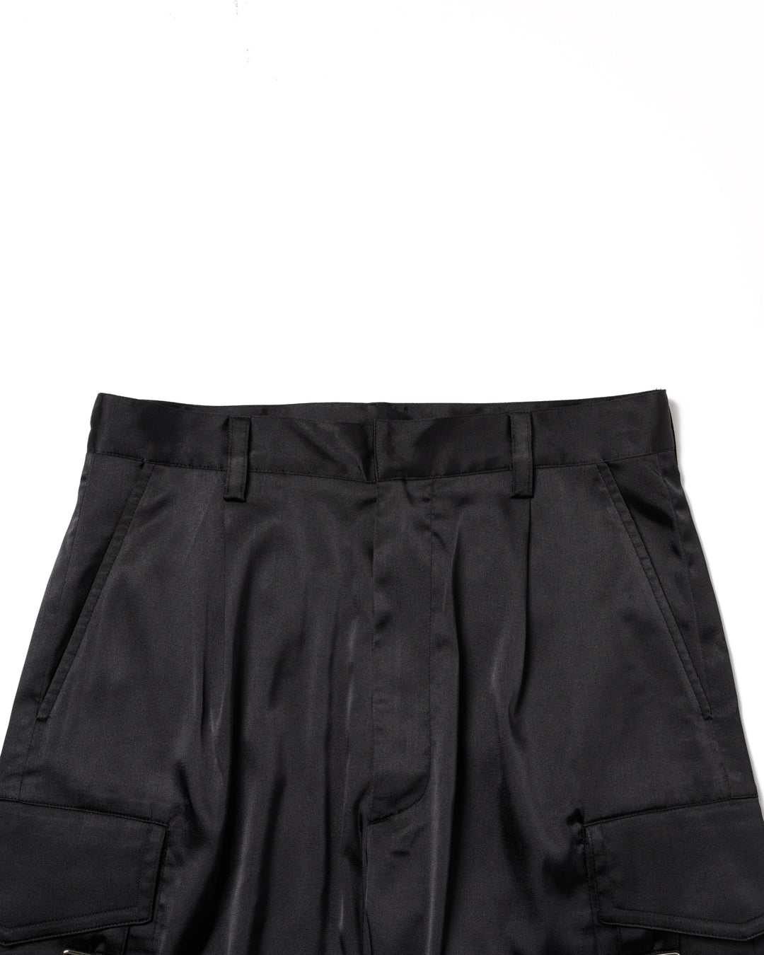 SATIN CARGO STRAP PANTS【BLACK】