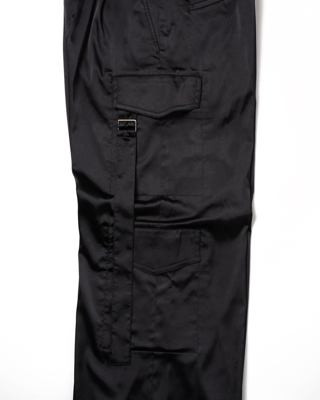 SATIN CARGO STRAP PANTS【BLACK】