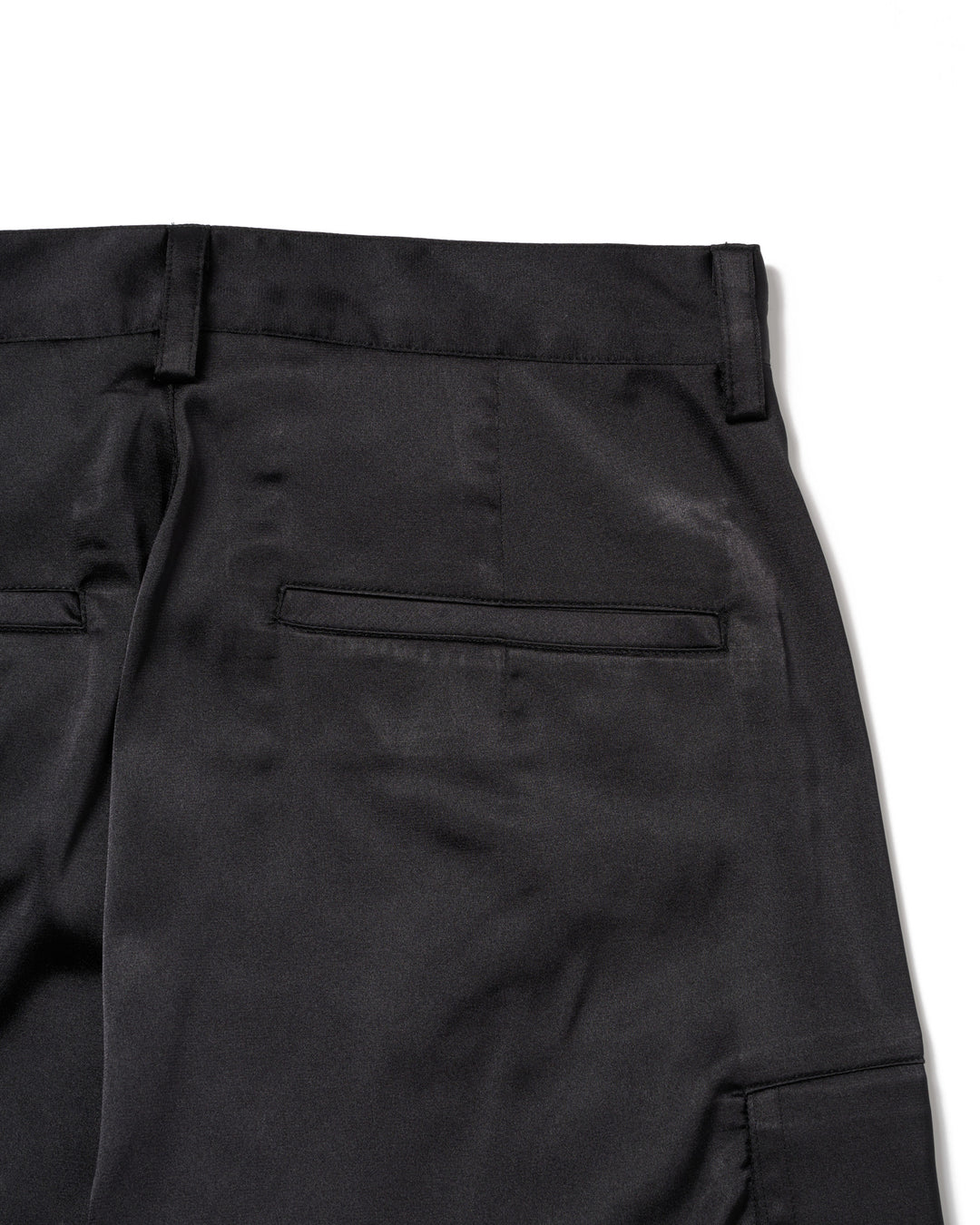 SATIN CARGO STRAP PANTS【BLACK】