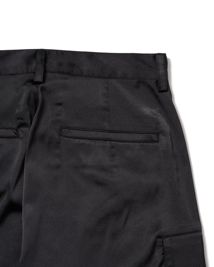 SATIN CARGO STRAP PANTS【BLACK】