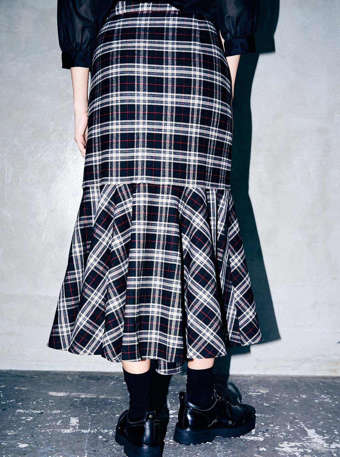 RIDERS FRONT ZIP SKIRT / CHECK