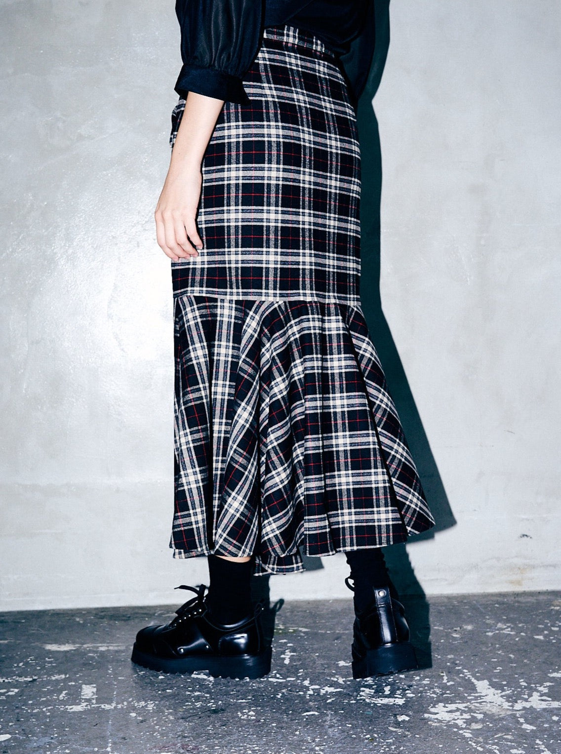 RIDERS FRONT ZIP SKIRT / CHECK